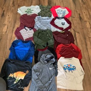 Bundle of 14 boys size S (6-7) long sleeved tops lightly worn